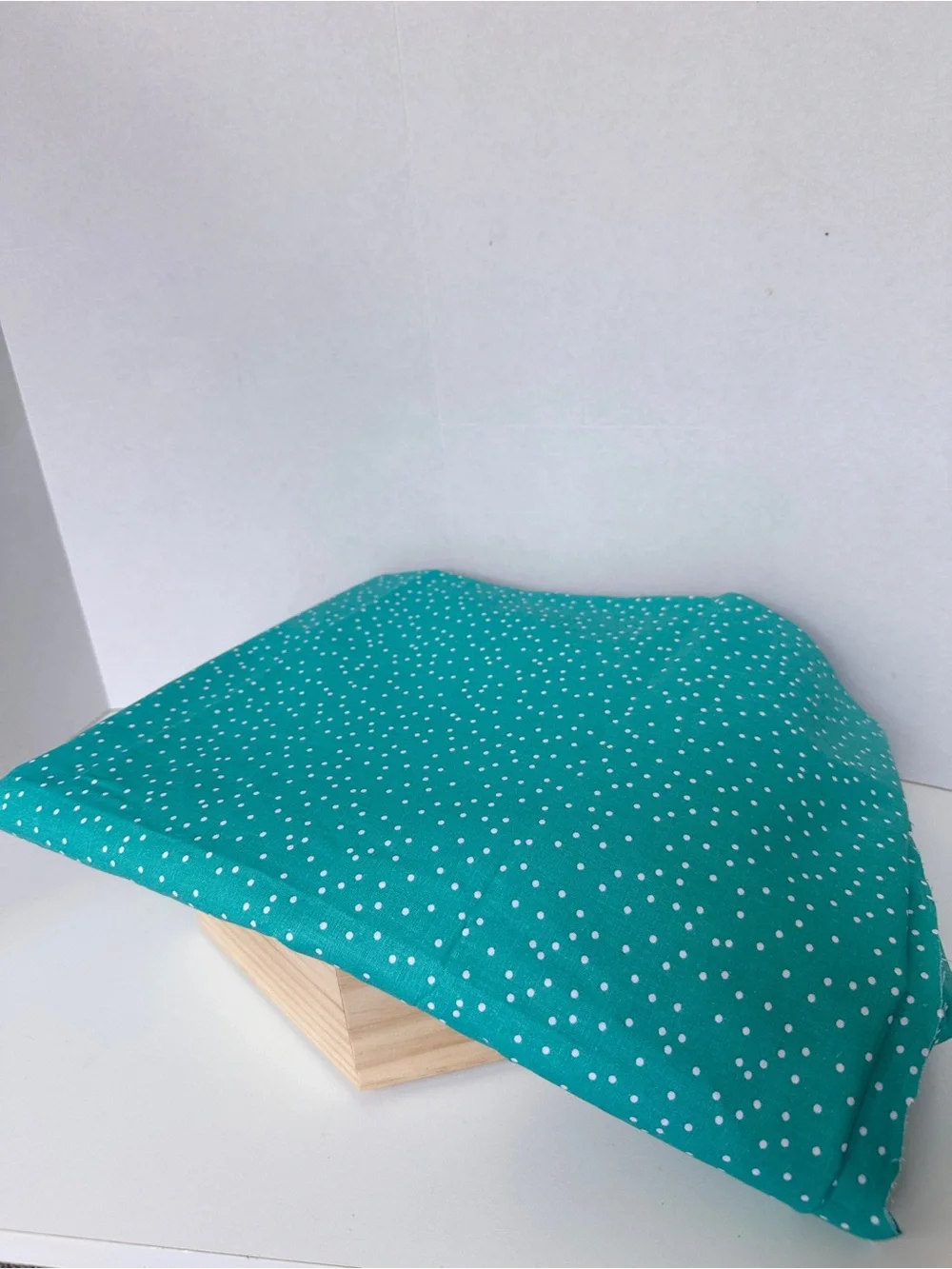 Teal Blue Dotted Cotton Fabric – Bright Turquoise Mini Pin Dot (Three Yards)